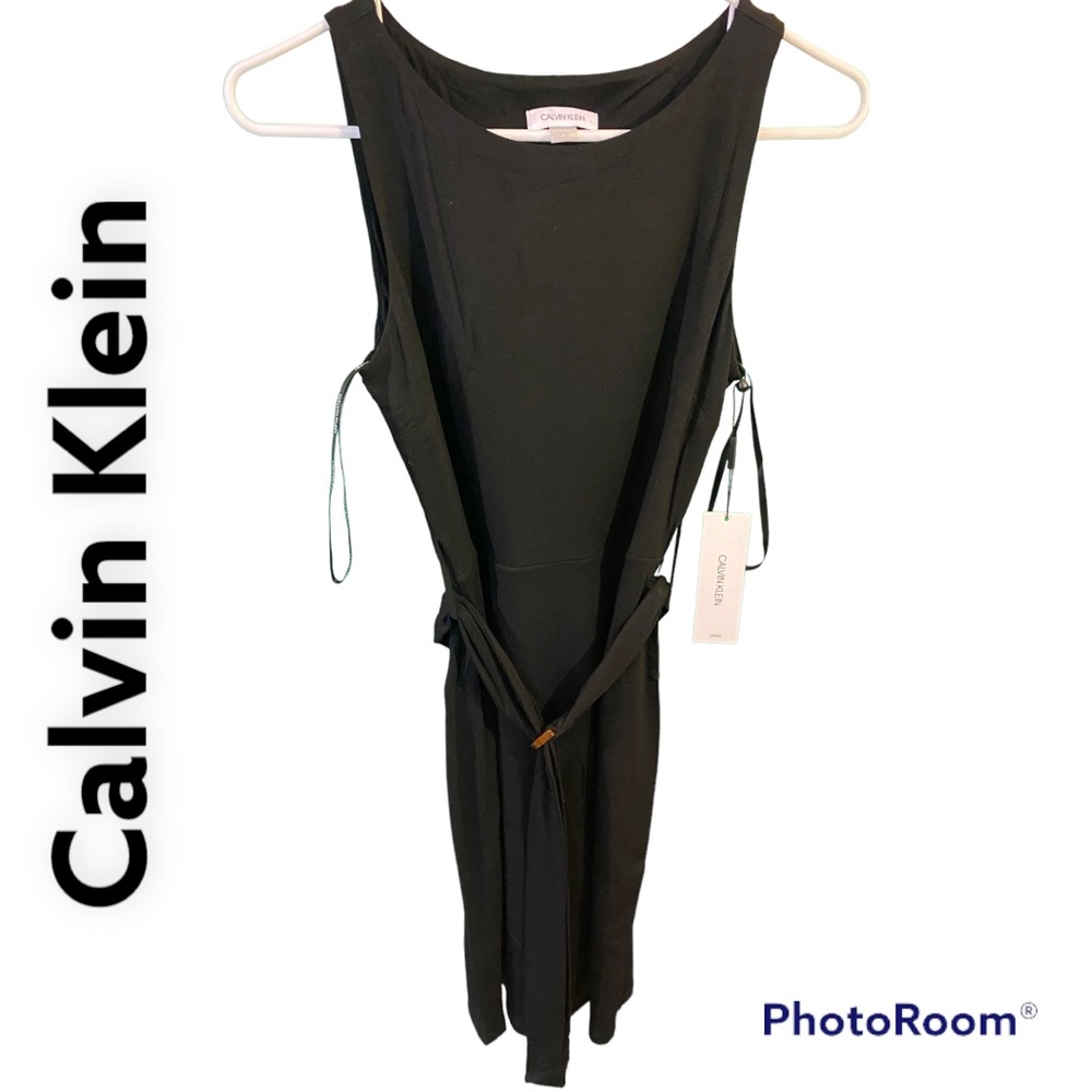 Calvin Klein Black mini Dress Belted size 4